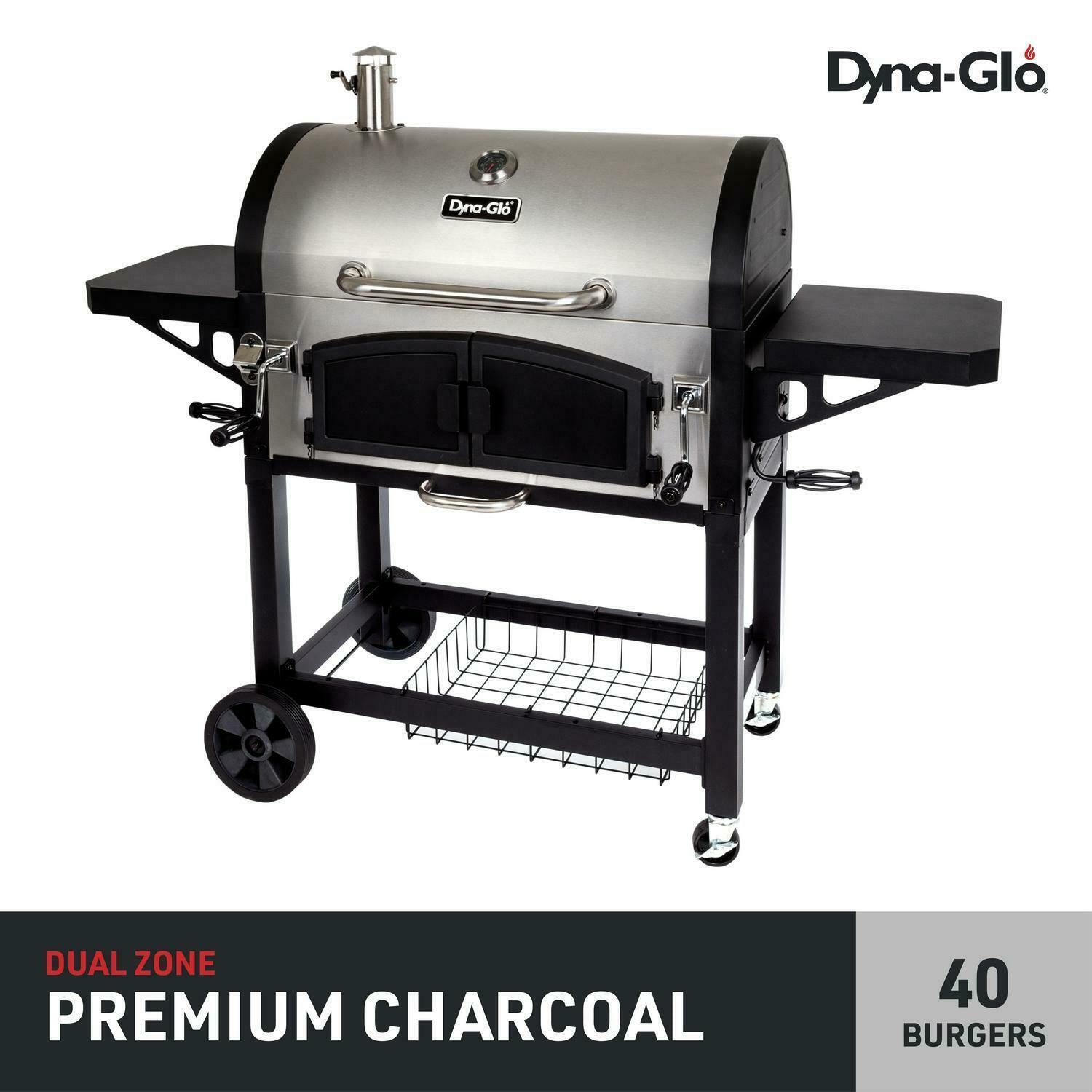 Charcoal Grill BBQ Barbecue Dual Chamber Steel Outdoor CooPatio Backyard