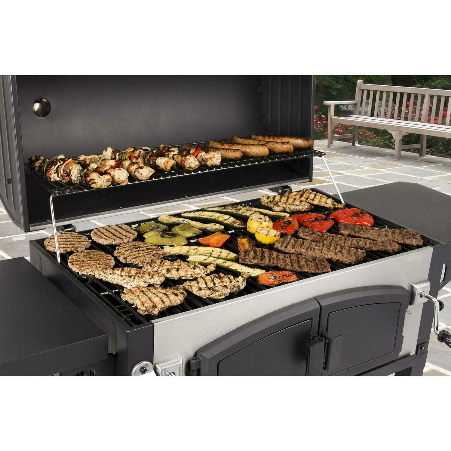 Charcoal Grill BBQ Barbecue Dual Chamber Steel Outdoor CooPatio Backyard
