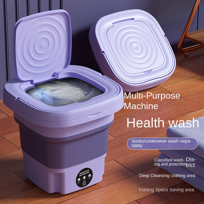 Portable Foldable Mini Washing Machine 8L High Capacity With 3 Modes Deep Cleaning Half Automatic Washt Soft Spin Dry For RV Travel, Camping