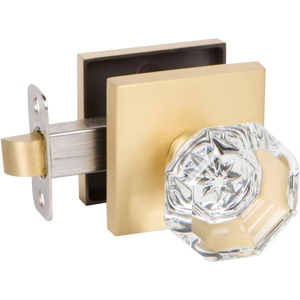 Crystal Black Hall/Closet Door Knob with Square Rosettes