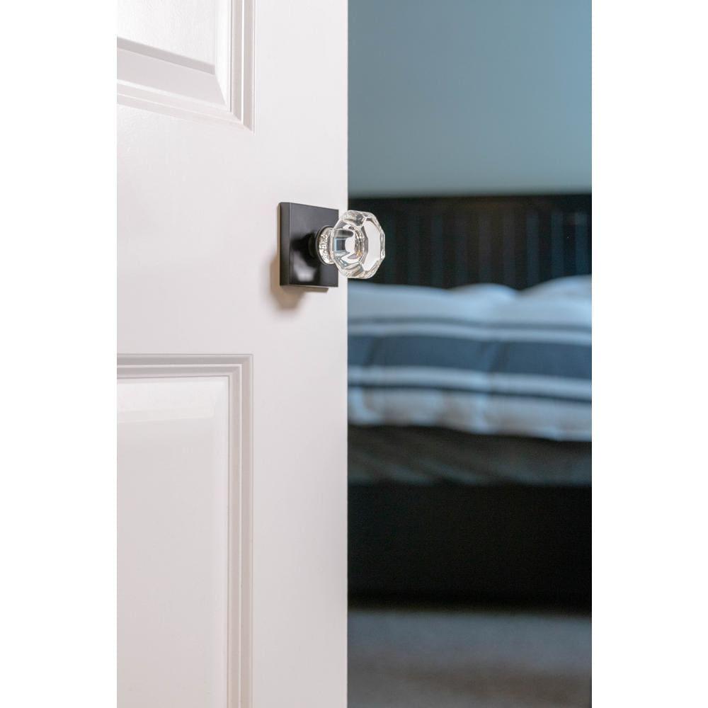 Crystal Black Hall/Closet Door Knob with Square Rosettes