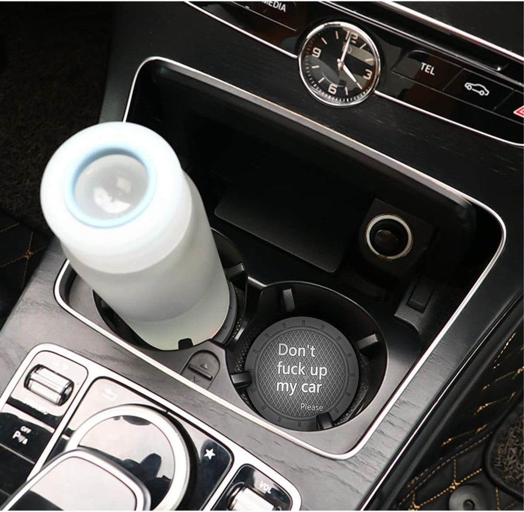 8sanlione Car Cup Coaster, 4Pcs 2.75 Inch Auto Cup Holder Insert Coasters, Non-Slip Waterproof Embedded Drink Mat, Automotive Interior Accessories for Men and Women (D Gray/4PCS)