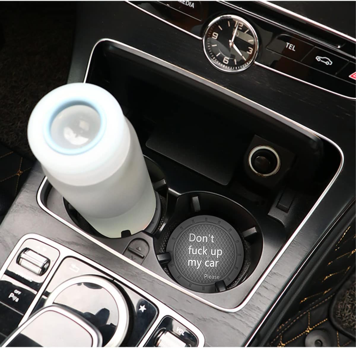 8sanlione Car Cup Coaster, 4Pcs 2.75 Inch Auto Cup Holder Insert Coasters, Non-Slip Waterproof Embedded Drink Mat, Automotive Interior Accessories for Men and Women (D Gray/4PCS)