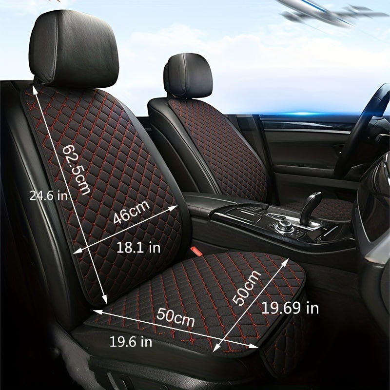 Car Seat Cover, Breathable Flax Four Seasons Car Seat Cushion Protector Pad Front Pad Fit For Most Cars Front Chair Cushion