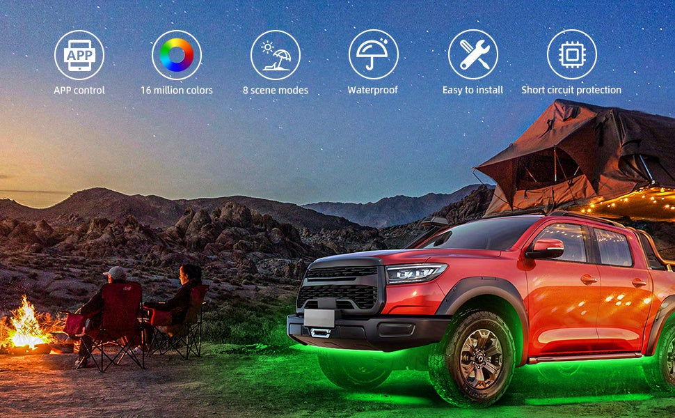16 Million Dream Colors Chasing - Underglow Kit For Cars, SUVs &amp; Trucks With App &amp; Remote Control