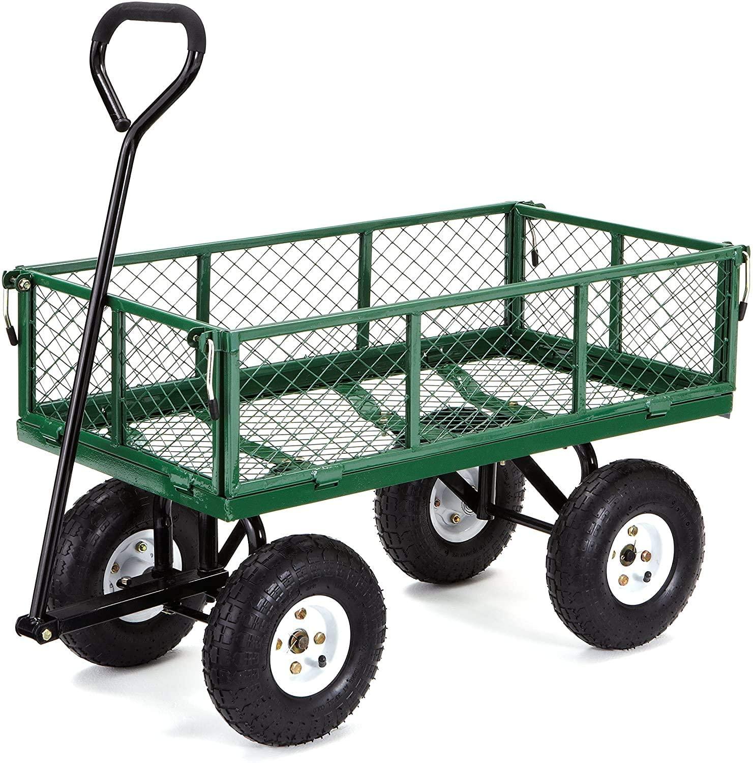 Gorilla Carts GOR400-COM Steel Garden Cart with Removable Sides, 400-lbs. Capacity, Green