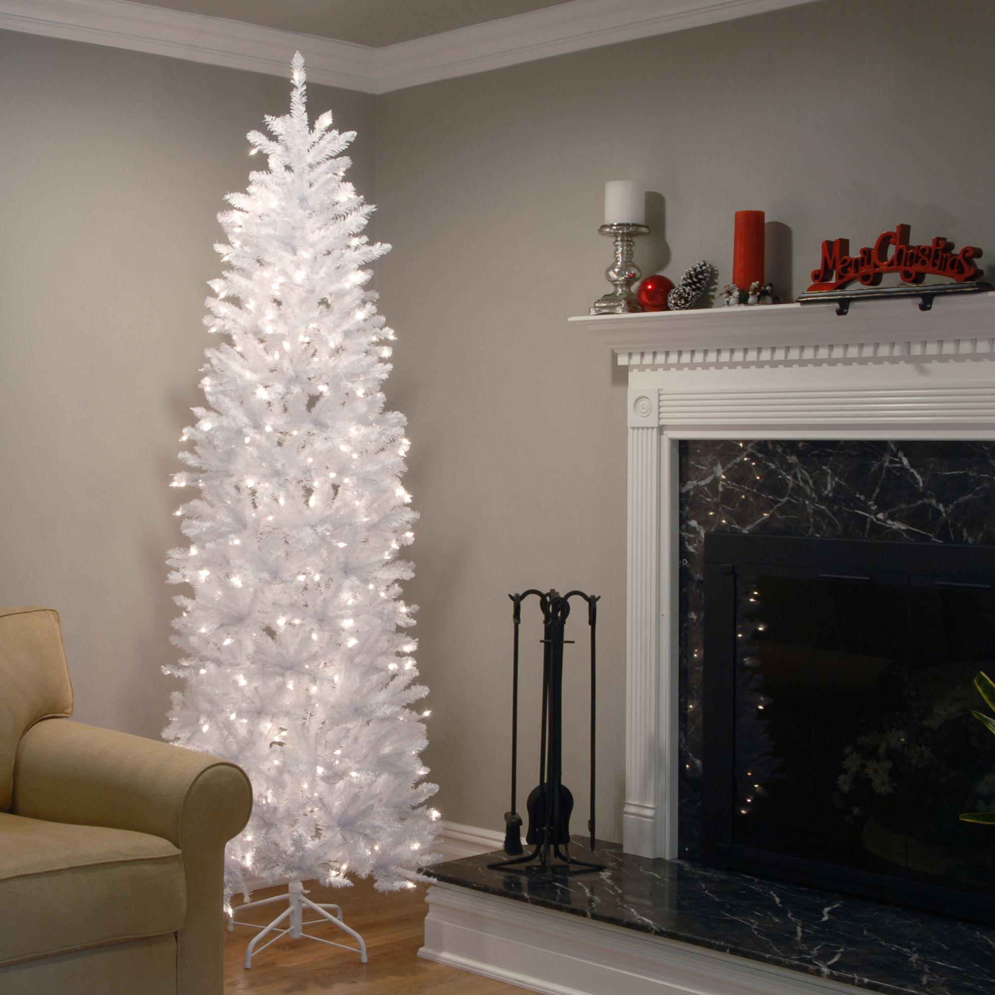 National Tree Company Kingswood Clear Prelit Incandescent White Fir Pencil Artificial Christmas Tree, 9"