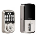 Aura Satin Nickel Single Cylinder Electronic Bluetooth Keypad Smart Lock Deadbolt featuring SmartKey Security