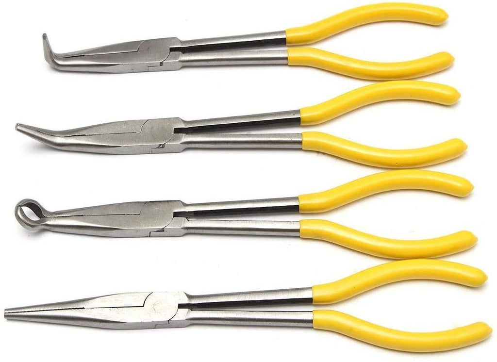 LFDHSF Screwdriver Set, Hand Tools 4Pcs 11 inch Bent Mechanic Equipment Hand Tool Set Extra Long Nose Pliers Straight