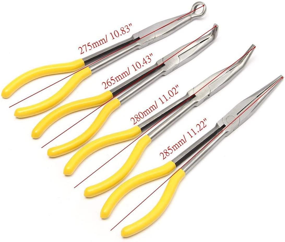 LFDHSF Screwdriver Set, Hand Tools 4Pcs 11 inch Bent Mechanic Equipment Hand Tool Set Extra Long Nose Pliers Straight