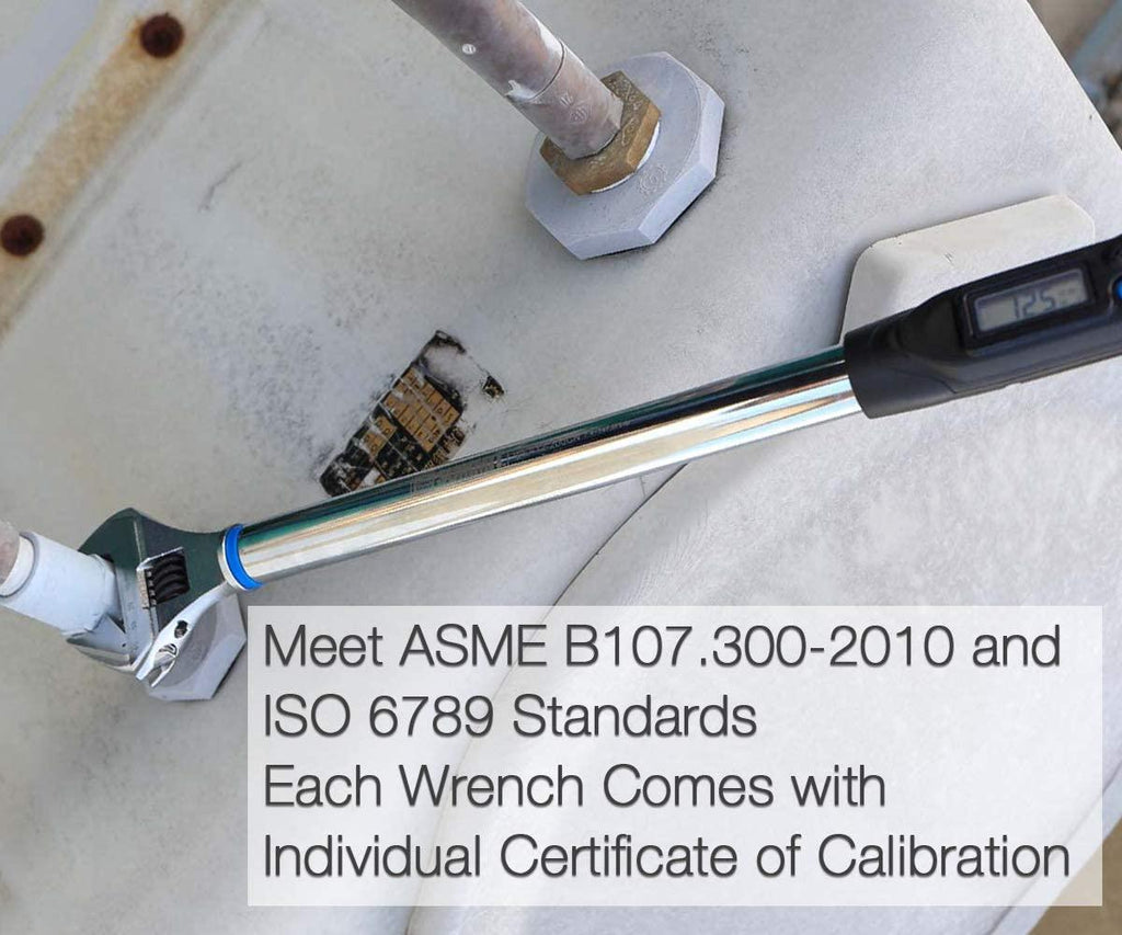 Summit Tools Adjustable Digital Torque Wrench, 12.5 to 250.7 ft-lb. Torque Range, 10-41 mm Adjustable Jaw, Set Target Torque, Buzzer and LED Indicator, LarLCD Display, Calibrated (WEA12-340CN)