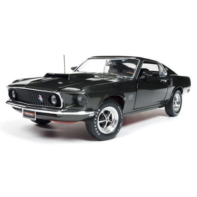 American Muscle AME1152 1969 Ford Mustang Hardtop Diecast Model Car, Black Jade