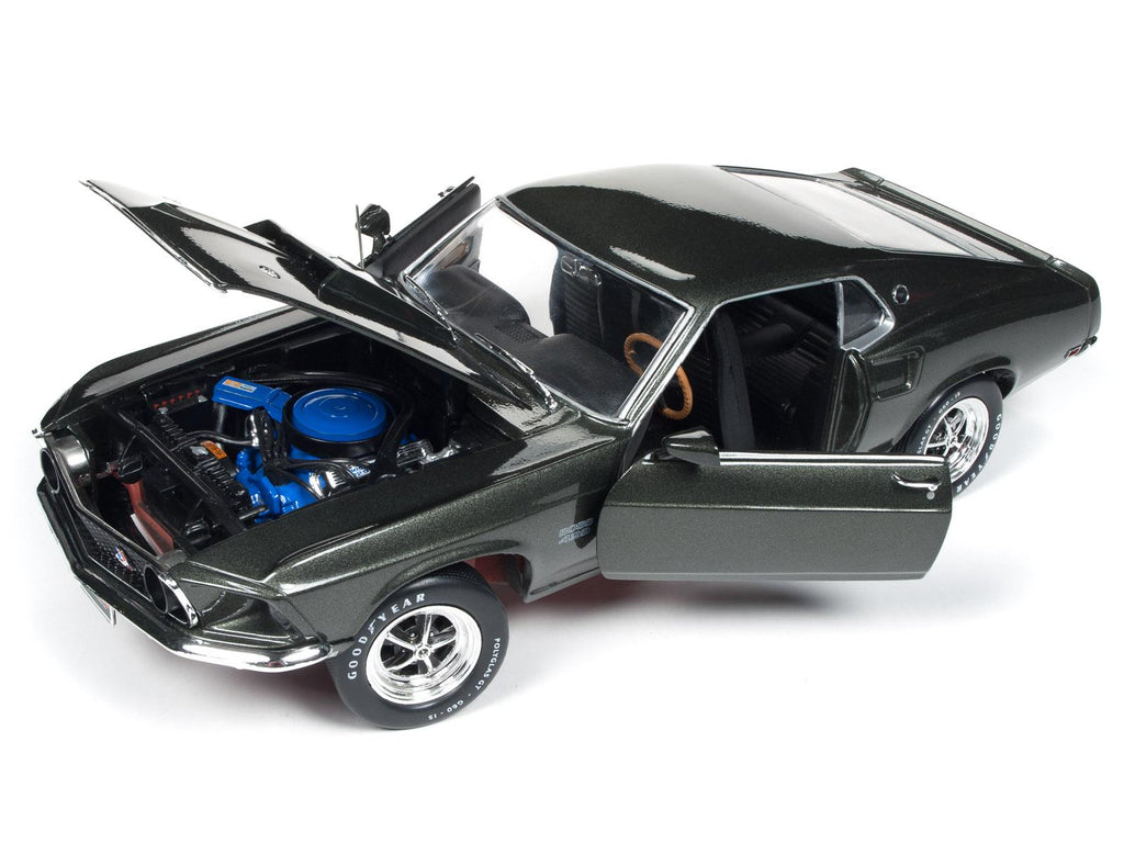 American Muscle AME1152 1969 Ford Mustang Hardtop Diecast Model Car, Black Jade