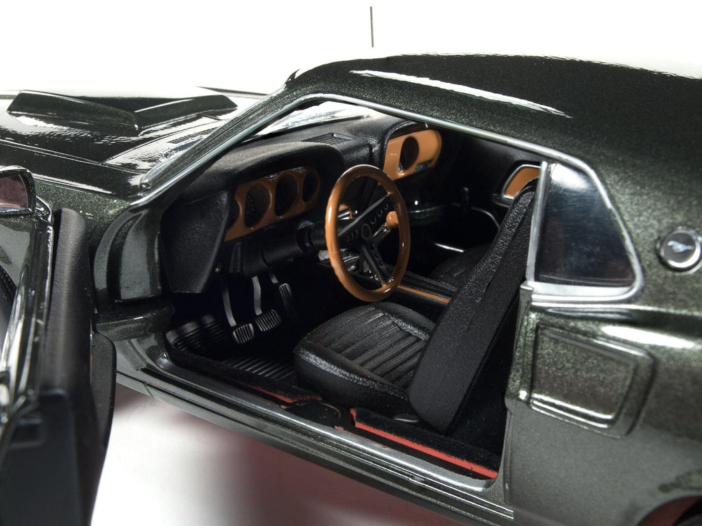 American Muscle AME1152 1969 Ford Mustang Hardtop Diecast Model Car, Black Jade