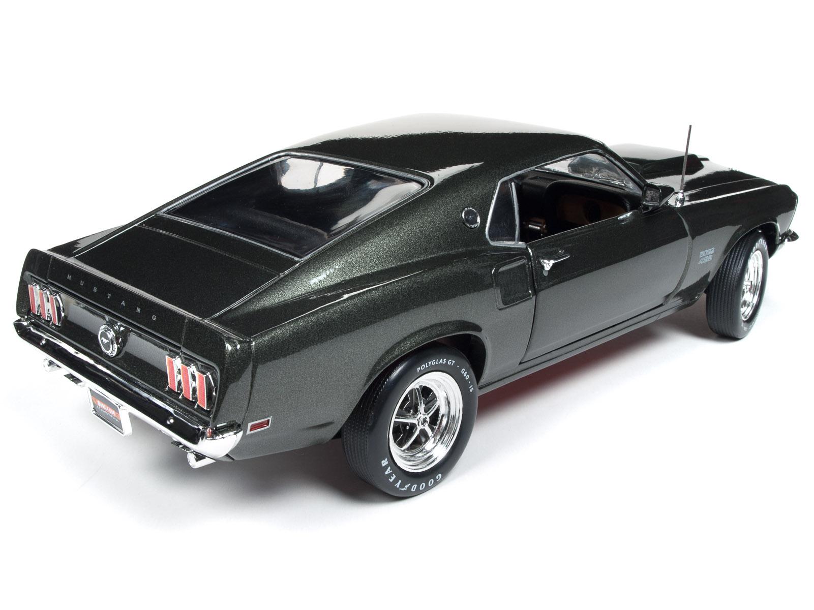 American Muscle AME1152 1969 Ford Mustang Hardtop Diecast Model Car, Black Jade