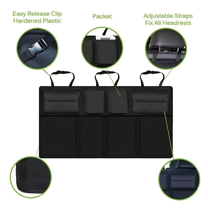Car Trunk Organizer, Adjustable Backseat StoraBag Net High Capacity Multi-use Oxford Automobile Seat Back Organizers Universal Gifts