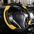 Leather Car Steering Wheel Cover, Non-Slip Car Wheel Cover Protector Breathable Microfiber Leather Universal Fit for Most Cars (Black&amp;Yellow)