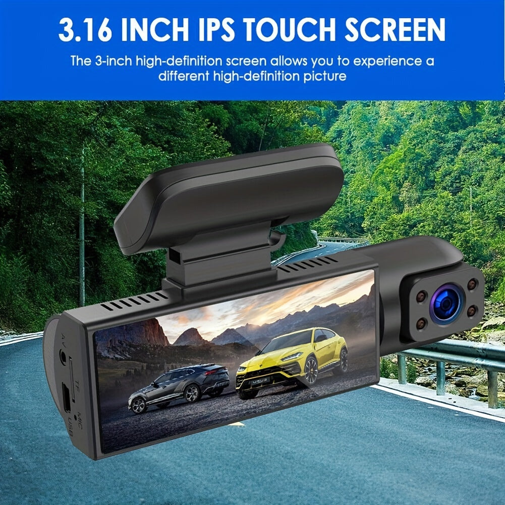 Dash Cam 3.16 Inch Dual Lens Dash Cam, Front -in Camera G Sensor HD Night Vision Wide Angle Car DVR
