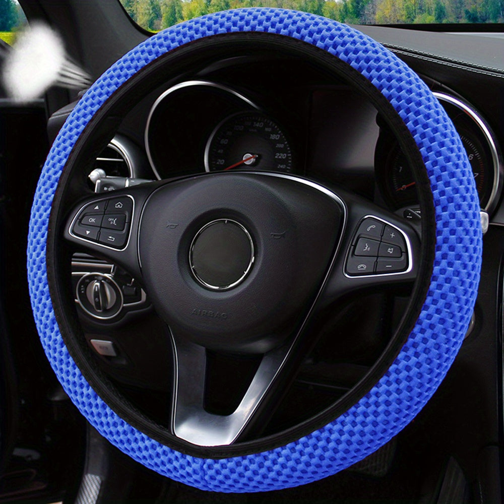 Three-dimensional Mesh Breathable Sweat-absorbing Comfortable Non-slip Car Steering Wheel Cover, Without Inner Ring Suitable For 14.57-14.96inch Auto Parts