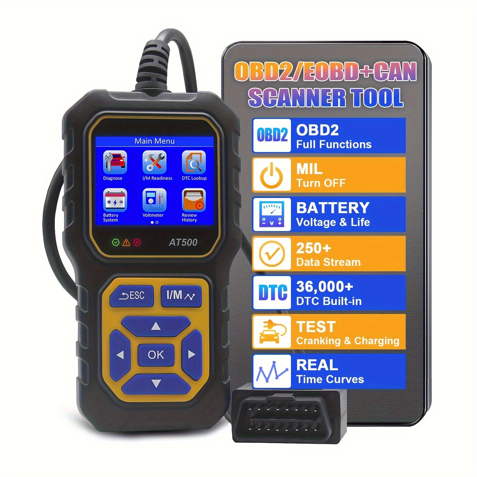 Car Code Reader, OBD2 Scanner Check Engine Light Fault Code Reader Scanner CAN Diagnostic Scan Tool For All OBDII Protocol Cars Since1996