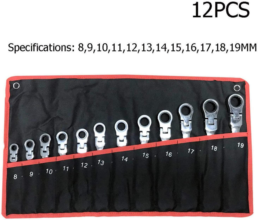 Sturdy 5Pcs Metric Offset Ring Wrench Spanner Tools Ratchet Metric Hand DIY Tool Set Hardware Tool Kits Safety