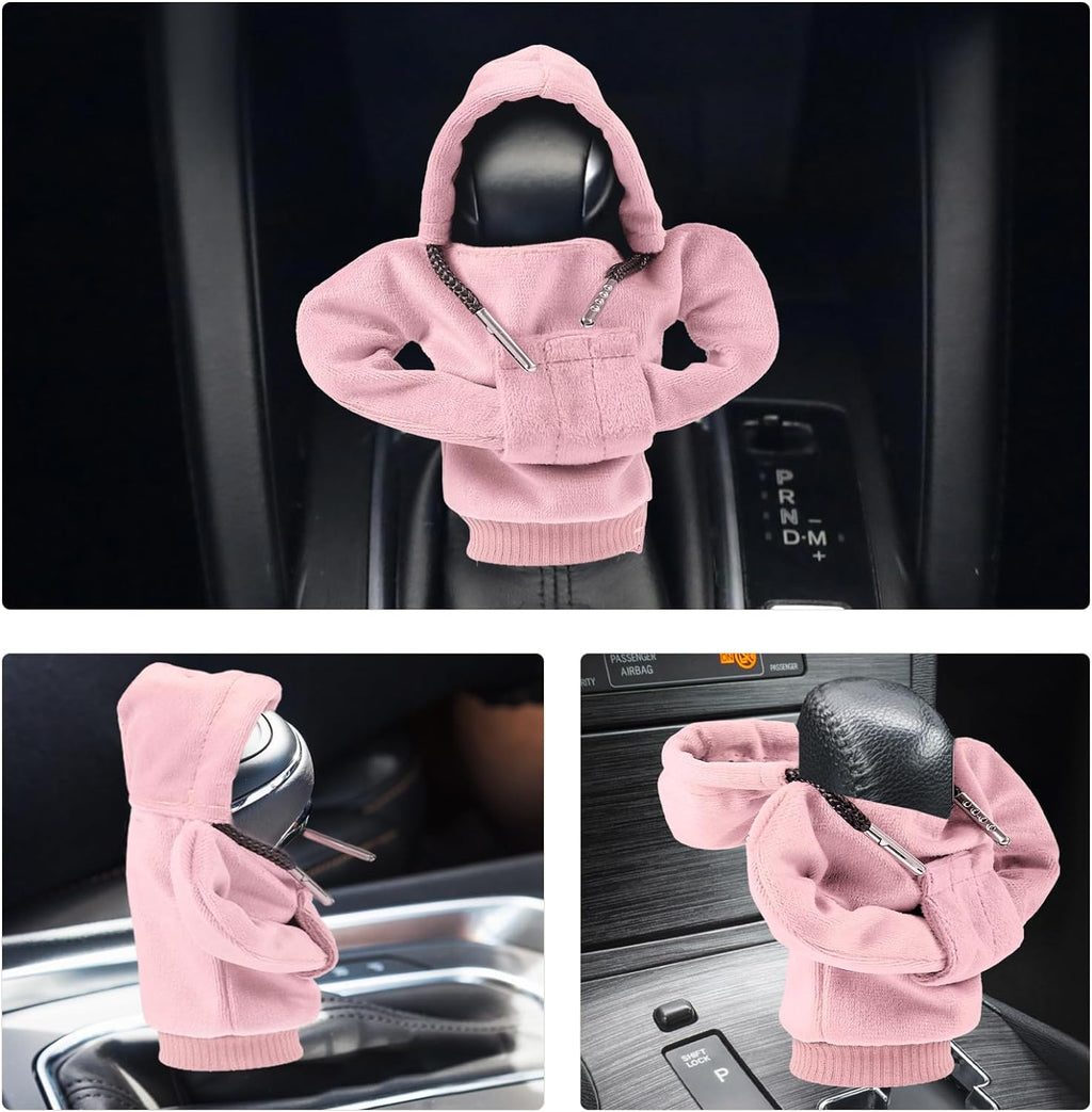 ZHSMS Gear Shift Cover, Universal Shift Knob Cover, Funny Sweater Hoodie for Gearshift, 4.7 Inch Car Shifter Stick Protector Decoration (White)