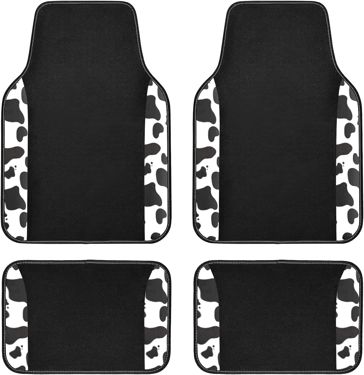 Flying Banner car seat Covers Protects Water Proof Faux Leather Carbon Fiber Fronts Rear Bench Covers (Cow Black, Full Set - Combo Pack)