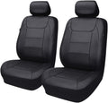 Flying Banner car seat Covers Protects Water Proof Faux Leather Carbon Fiber Fronts Solid Black (Solid Black, Front Pair)