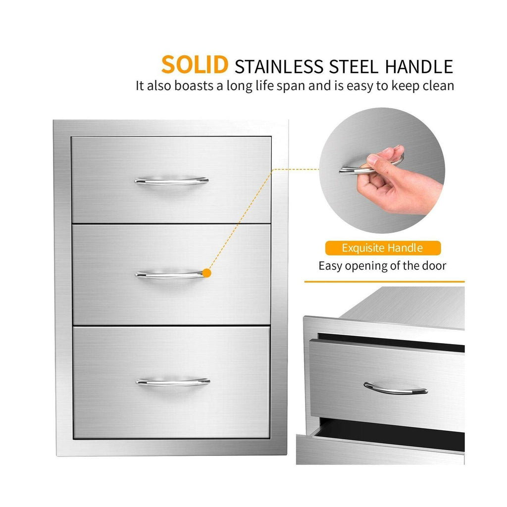 Outdoor Barbecue Drawers,  Steel Kitchen Drawers with Handle,3-Layer...