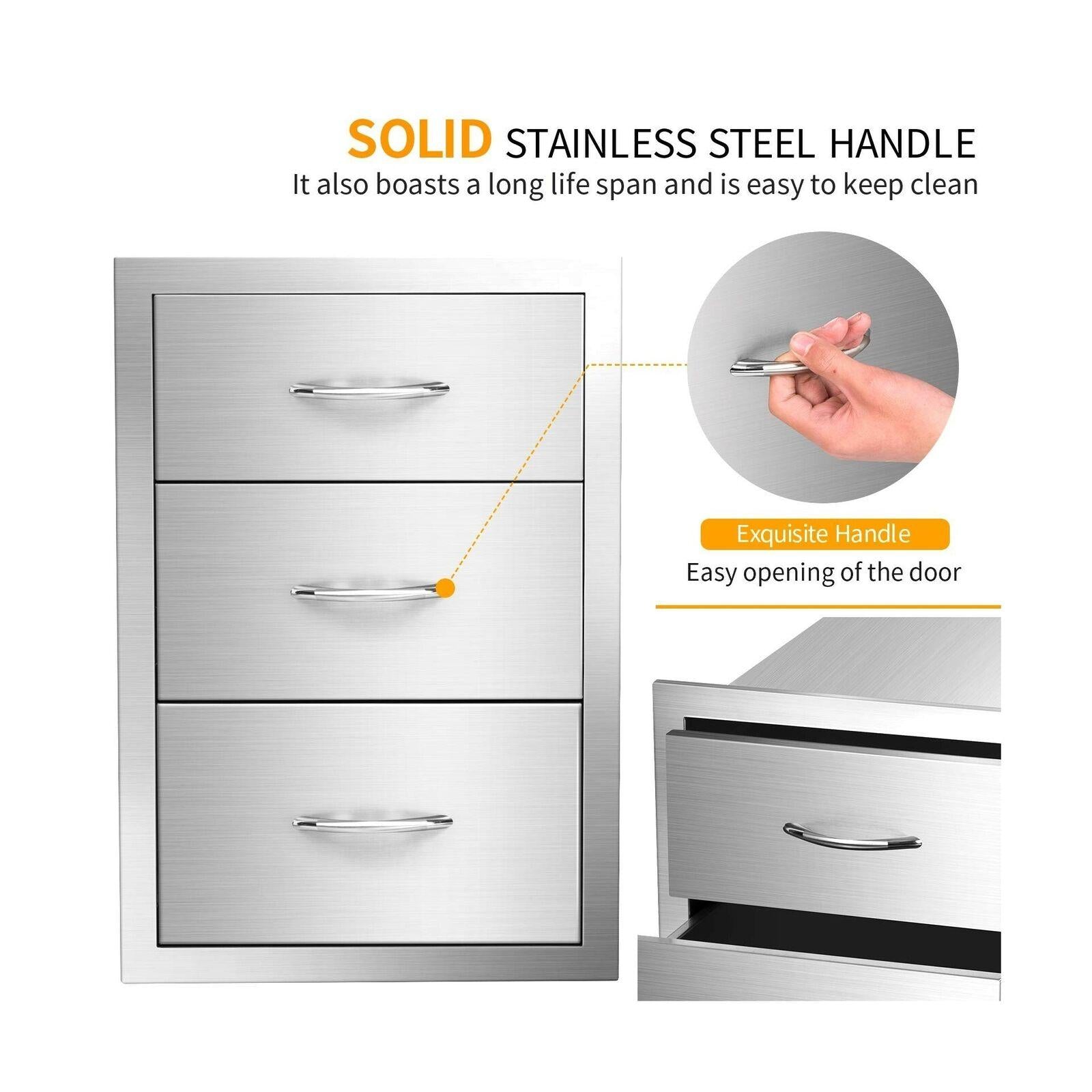 Outdoor Barbecue Drawers,  Steel Kitchen Drawers with Handle,3-Layer...
