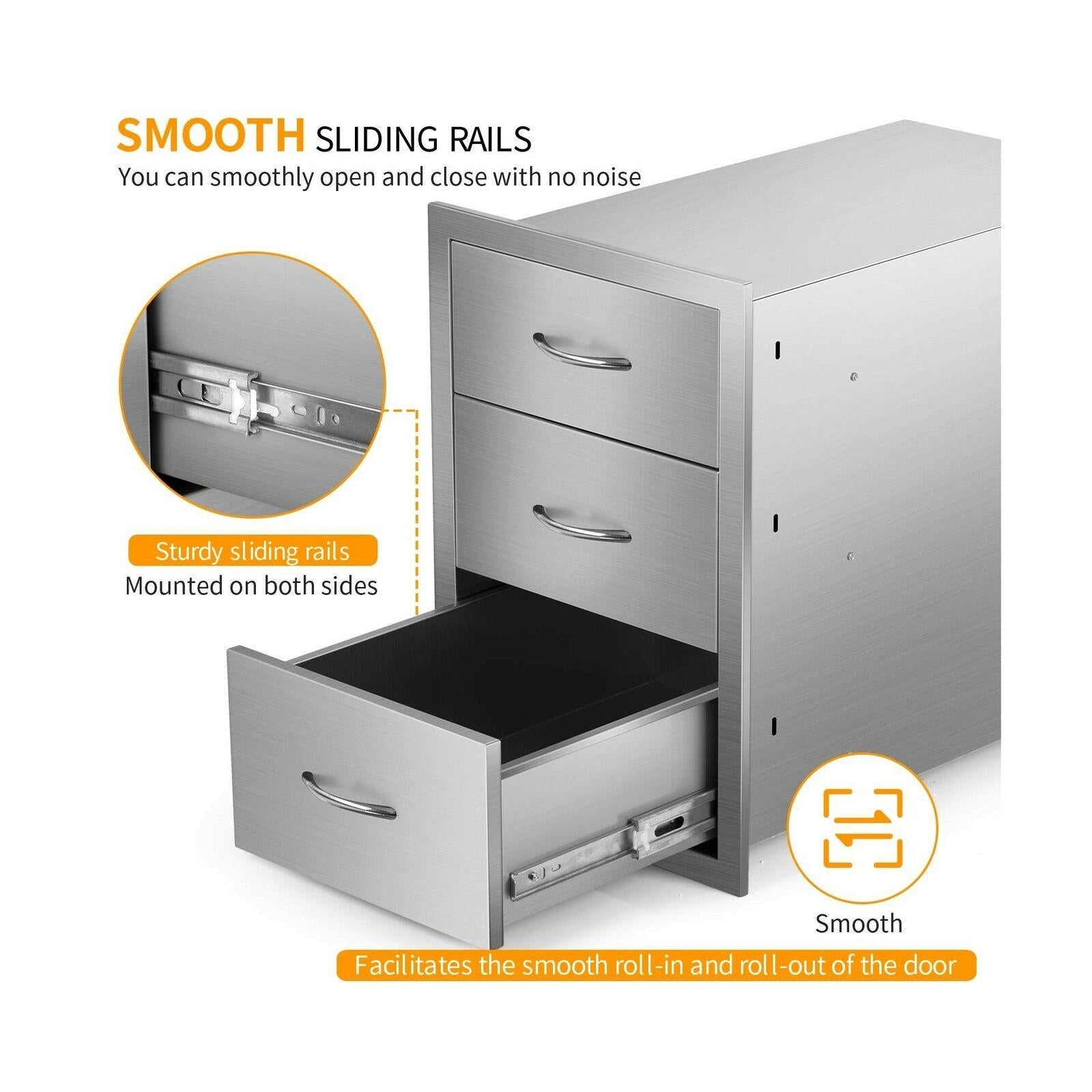Outdoor Barbecue Drawers,  Steel Kitchen Drawers with Handle,3-Layer...