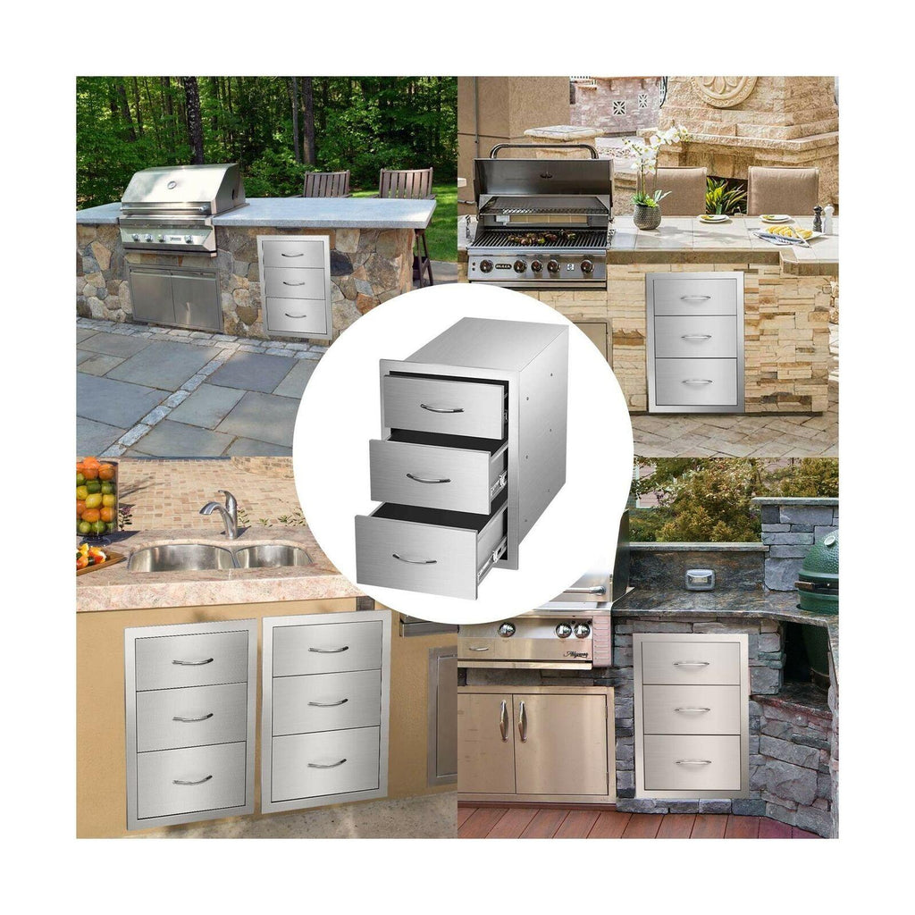 Outdoor Barbecue Drawers,  Steel Kitchen Drawers with Handle,3-Layer...