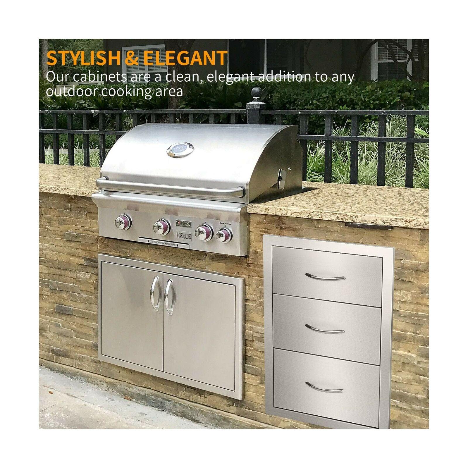 Outdoor Barbecue Drawers,  Steel Kitchen Drawers with Handle,3-Layer...