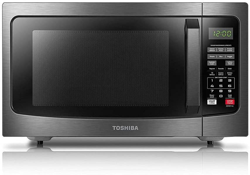 Toshiba EM131A5C-BS Microwave Oven with Smart Sensor, Easy Clean Interior, ECO Mode and Sound On/Off, 1.2 Cu.ft, Black  Steel