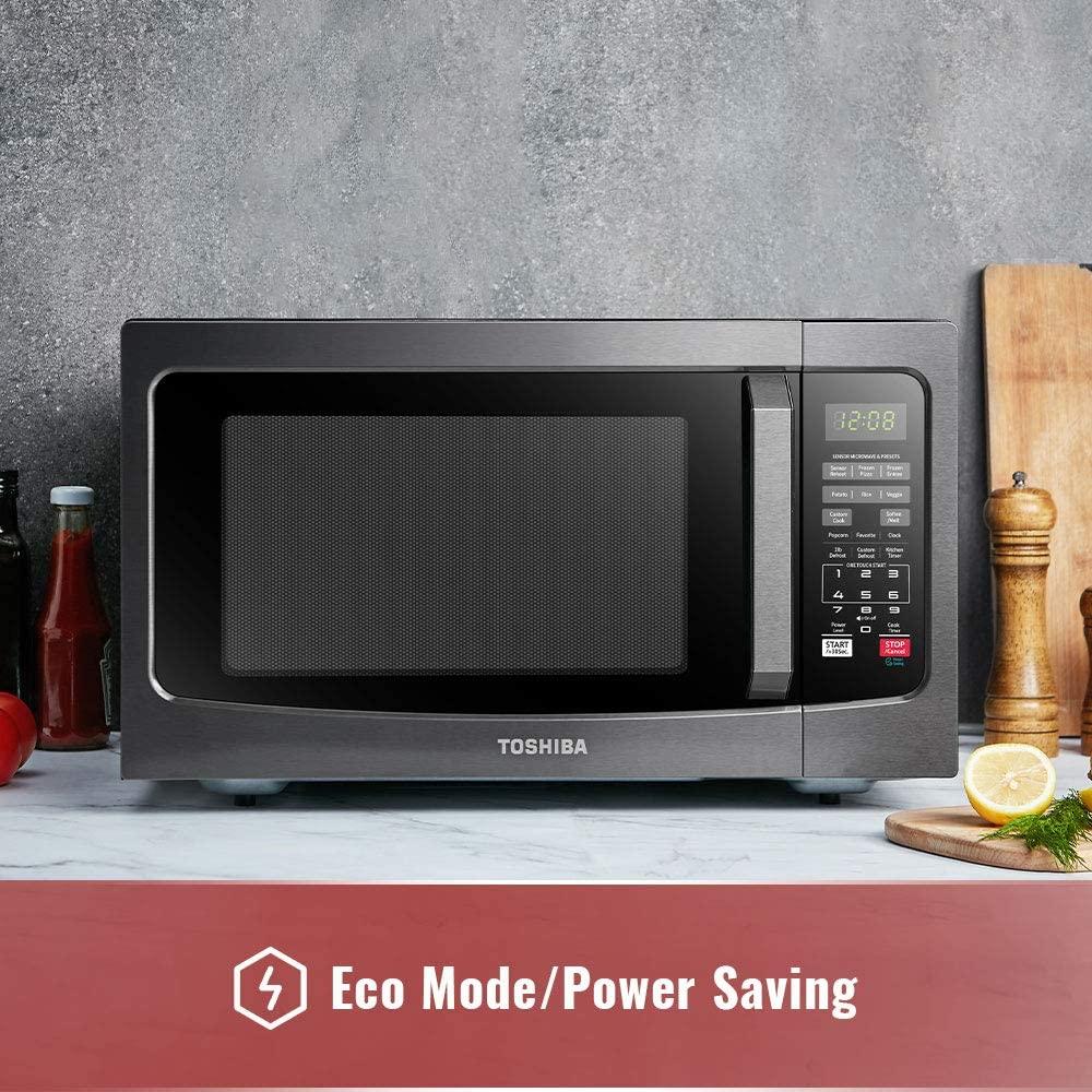 Toshiba EM131A5C-BS Microwave Oven with Smart Sensor, Easy Clean Interior, ECO Mode and Sound On/Off, 1.2 Cu.ft, Black  Steel