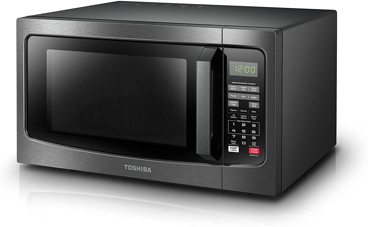 Toshiba EM131A5C-BS Microwave Oven with Smart Sensor, Easy Clean Interior, ECO Mode and Sound On/Off, 1.2 Cu.ft, Black  Steel