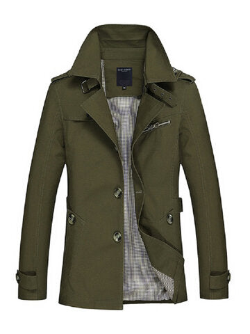 business casual coat washed cotton turndown collar jacket for men