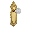 Victorian Plate Double Dummy Crystal Glass Door Knob in Polished Brass