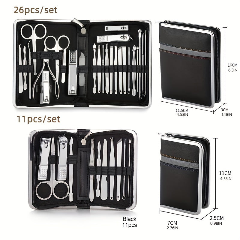 Nail Clipper Set 11/26pcs Set Manicure Set  Anti Splash Fingernail Cutter  Steel Nail Scissor Cuticle Tools