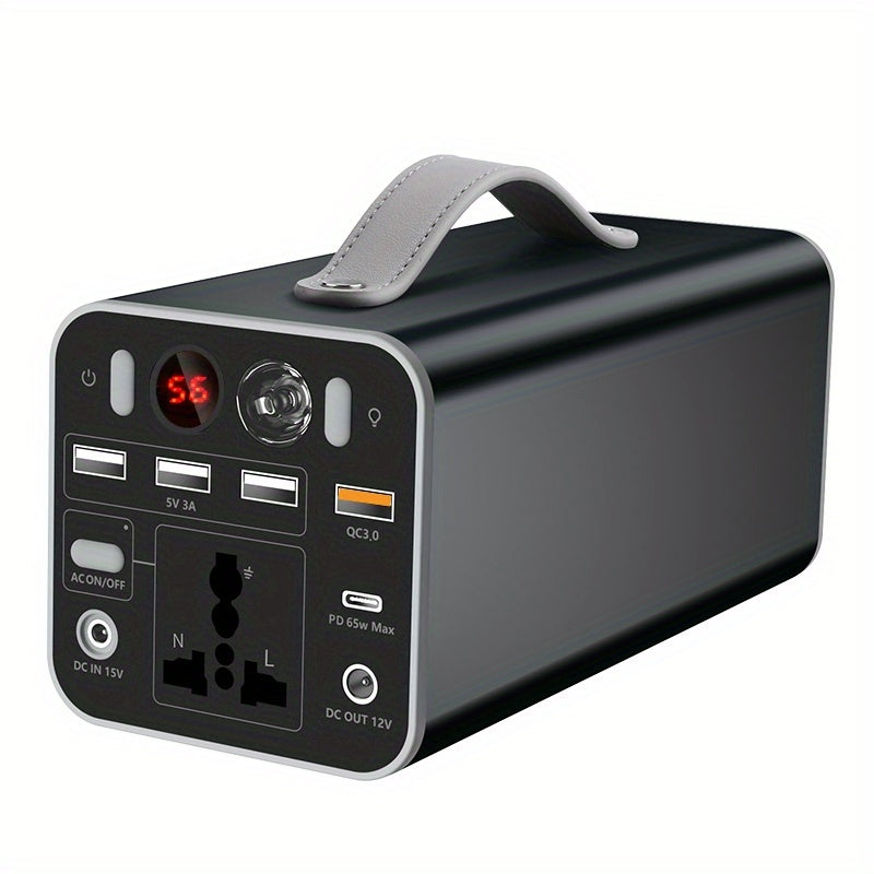 53000mAh Camping Battery Power Station, 198wh Portable Power Bank, With 110V AC Outlet, DC/PD Twoway Fast Charge, Outdoor Generator, LED Light, 4 USB