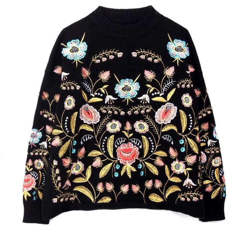 flowers embroidered sweater