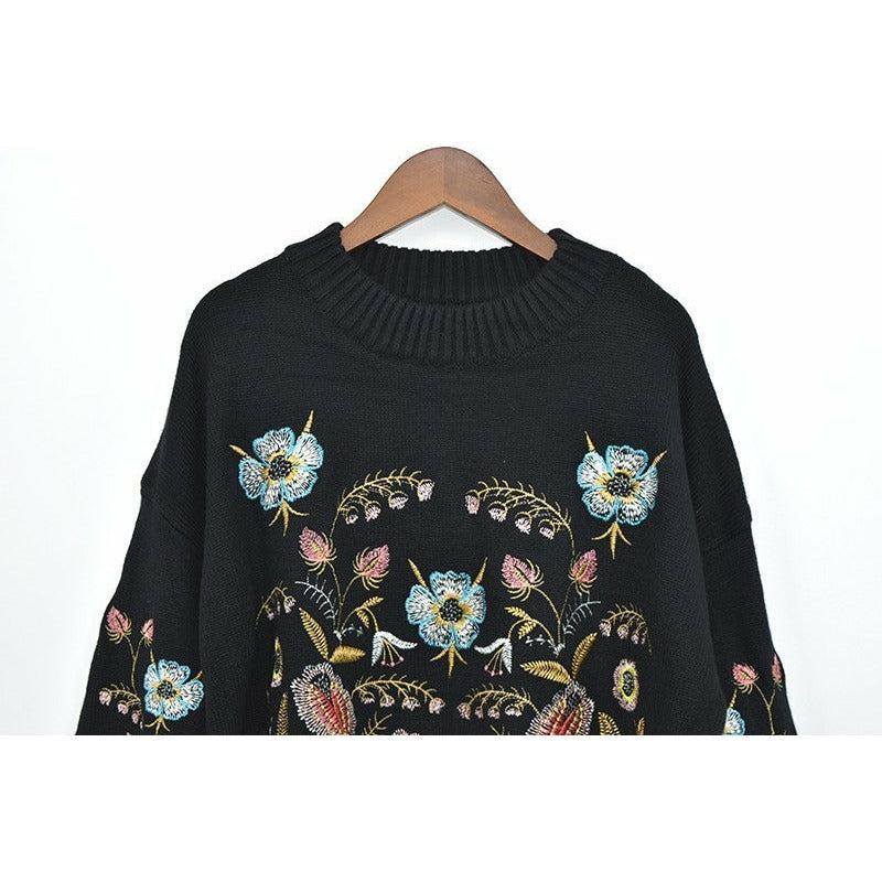 flowers embroidered sweater