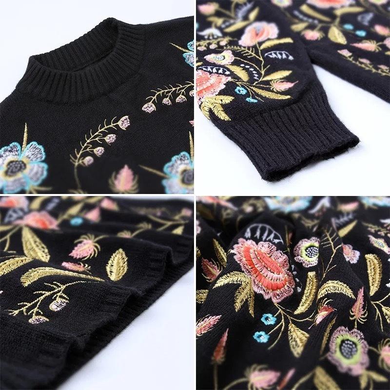 flowers embroidered sweater