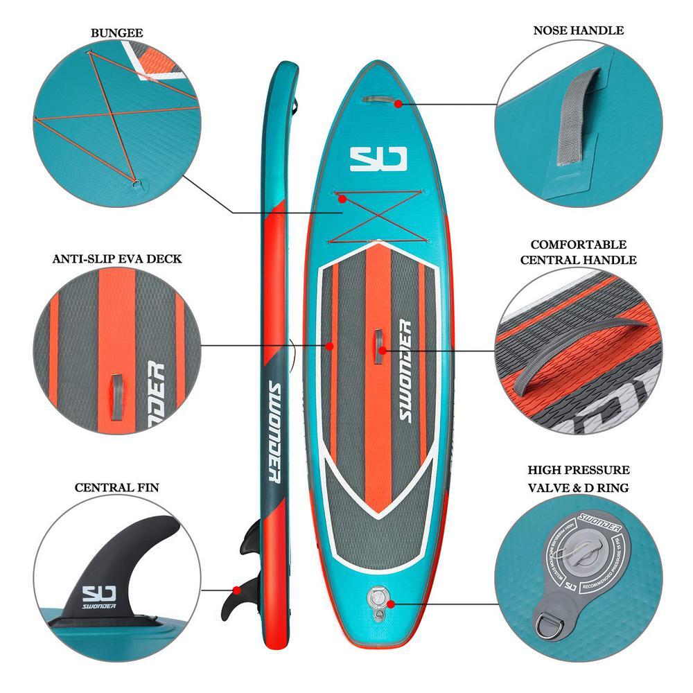 Premium 11 ft. 6 in. Lava Inflatable Stand Up Paddle Board with Full SUP Accessories