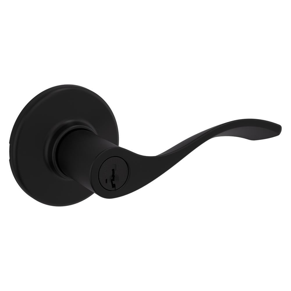 Balboa Matte Black Keyed Entry Door Lever Featuring SmartKey Security
