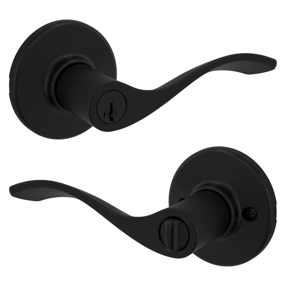 Balboa Matte Black Keyed Entry Door Lever Featuring SmartKey Security