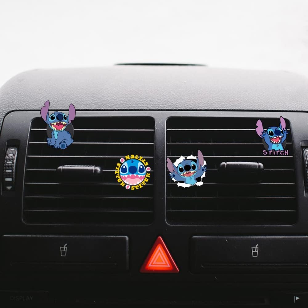 ZOSTLAND Cute Cartoon Car Air Vent Clip Decoration,Car Air Fresheners, Funny Car Vent Clip,Personalized Automotive Interior Decoration Accessories,Car Decor Gift for women,men (4pcs Stitch Surprise)