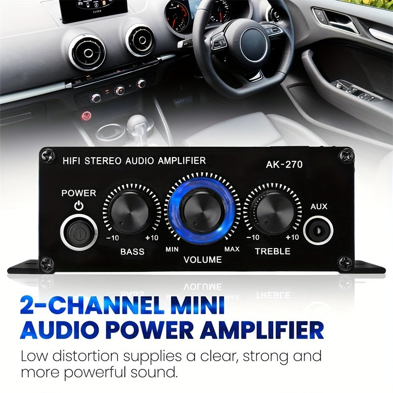400W Mini Power Amplifier: Get Crystal Clear Audio With 2.0 Stereo Sound For Home/Car Theater System