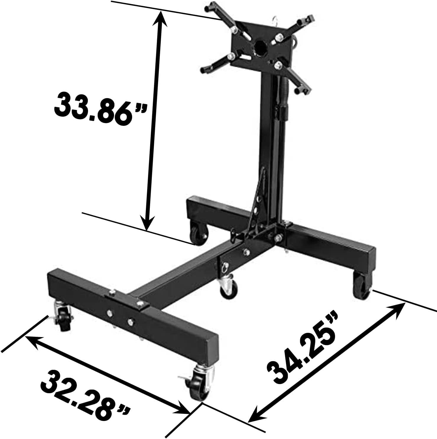 Torin AT26801B Steel Rotating Engine Stand with 360 Degree Rotating Head and Folding Frame: 3/4 Ton (1,500 lb) Capacity, Black