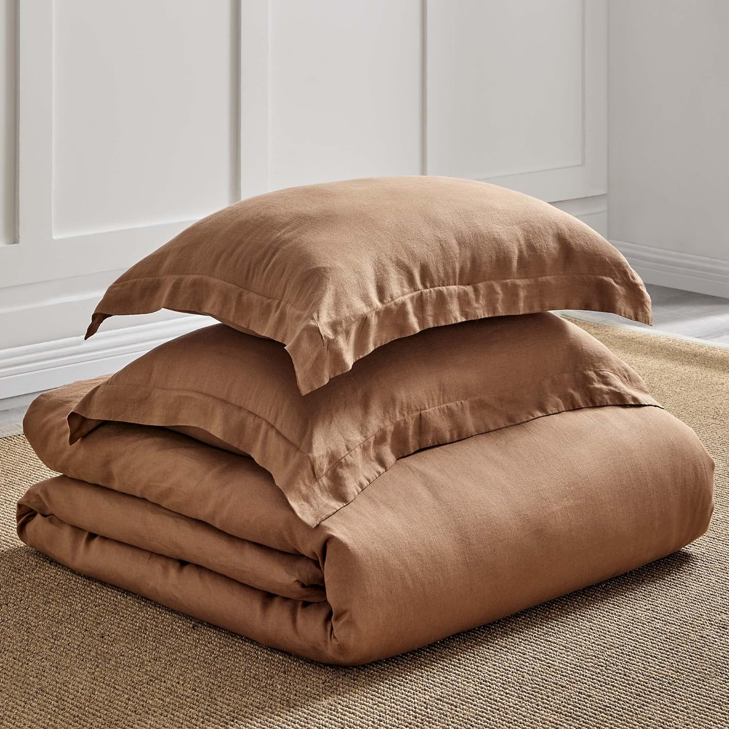 Levtex Home - Linen - Full/Queen Duvet Cover - Washed Linen in Sandstone - Duvet Cover Size (90 x 94in.)